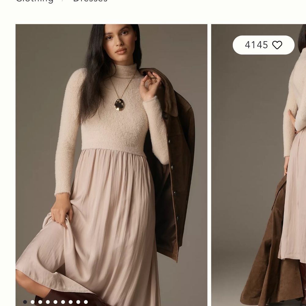 Anthropologie Thea Longsleeve Eyelash Twofer Sweater Dress